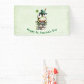 Kikker met groene hoed en klavertje vier St. Patri Spandoek (Insitu)