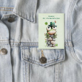 Kikker met groene hoed Schattige St. Patrick's Dag Button (Insitu)