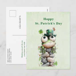Kikker met groene hoed Schattige St. Patrick's Day Feestdagenkaart