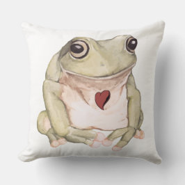 Kikker met handgetekende groene boomkikker kussen