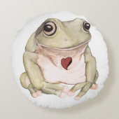 Kikker met handgetekende groene boomkikker rond kussen (Achterkant)