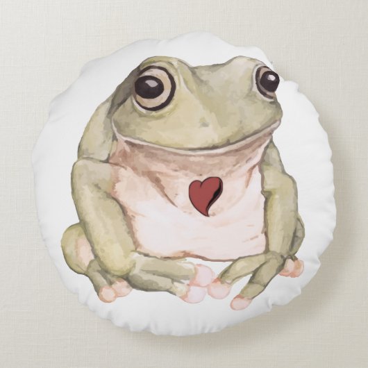 Kikker met handgetekende groene boomkikker rond kussen (Achterkant)