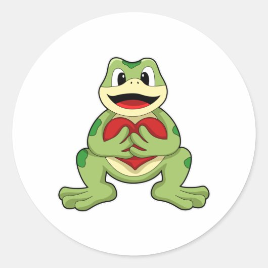 Kikker met hart ronde sticker (Voorkant)