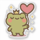 Kikker met hartballon Sticker (Voorkant)