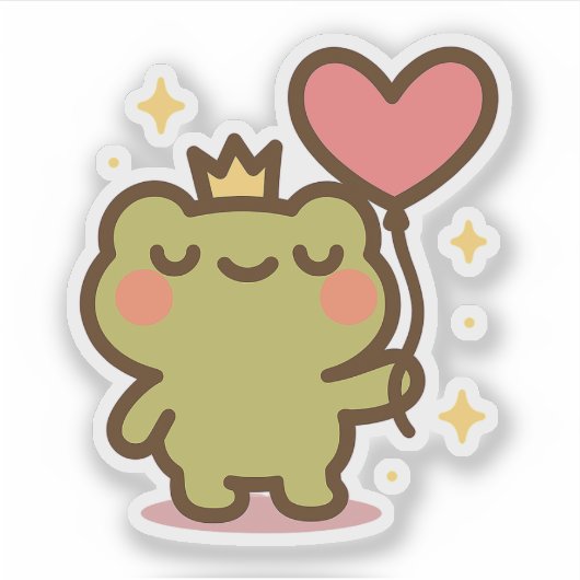 Kikker met hartballon Sticker (Voorkant)