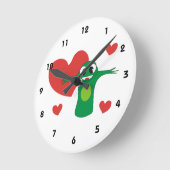 Kikker met harten ronde klok (Hoek)