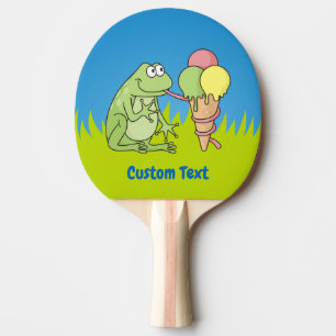 Kikker met Iceam Ping Pong Paddle Tafeltennisbatje