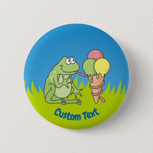Kikker met Icecream-Button Ronde Button 5,7 Cm (Voorkant)
