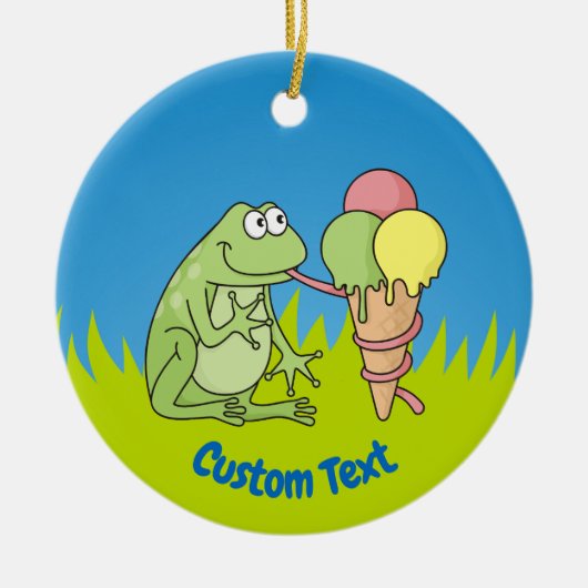 Kikker met Icecream-keramisch Ornament (Voorkant)
