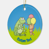 Kikker met Icecream-keramisch Ornament (Links)