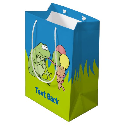 Kikker met Icecream Medium Gift Bag Medium Cadeauzakje (Achterkant Gekanteld)