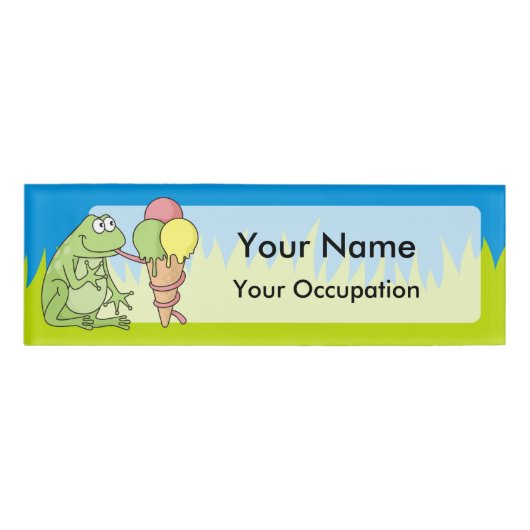 Kikker met Icecream Naambadge (Voorkant)