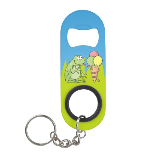 Kikker met Icecream Sleutelhanger Bottle Opener Mini Flessenopener (Voorkant)
