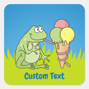 Kikker met Icecream Square Sticker