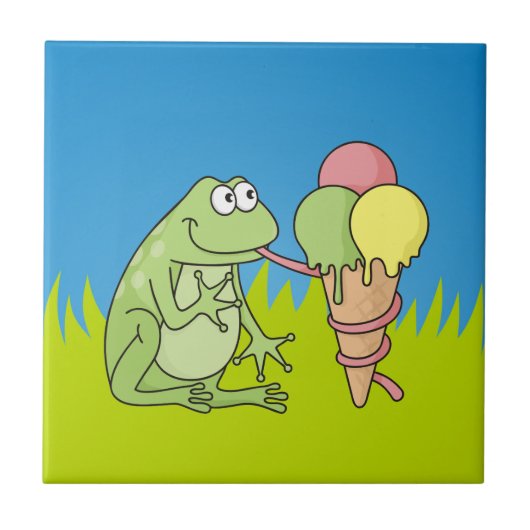 Kikker met Icecream Tegeltje (Voorkant)