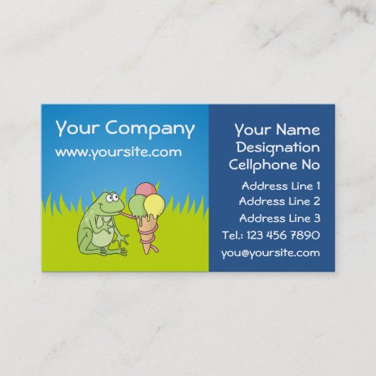 Kikker met Icecream Visitekaartje (Voorkant)