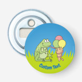 Kikker met ijsflesopener button flesopener (Voorkant)