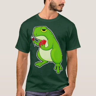 Kikker met kaarten Glas van Rode wijn T-shirt