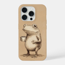 Kikker met koffie – Whimsical Vintage Dier iPhone 15 Pro Case