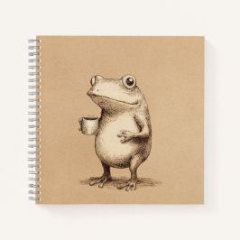 Kikker met koffie – Whimsiek dier uit vroeger tijd Notitieboek
