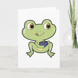 Kikker met kopje koffie kaart