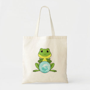 Kikker met kristalbal tote bag