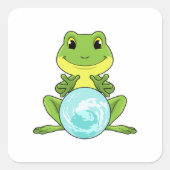 Kikker met kristalbal vierkante sticker (Voorkant)