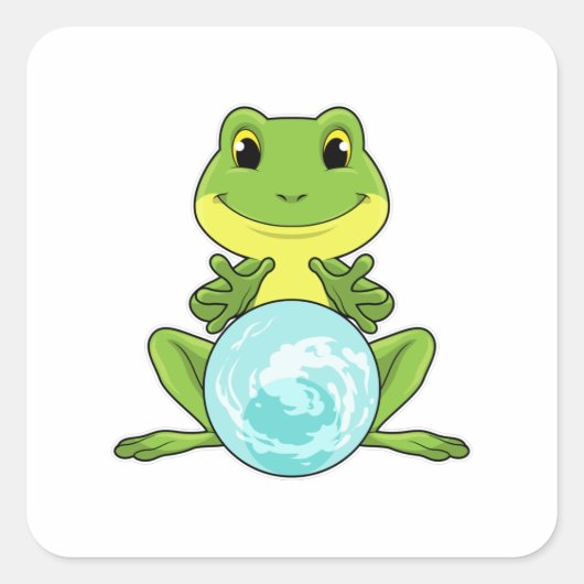 Kikker met kristalbal vierkante sticker (Voorkant)