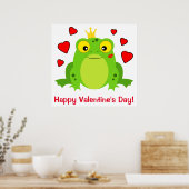 Kikker met kroon en hart: Fijne Valentijnsdag! Poster (Keuken)