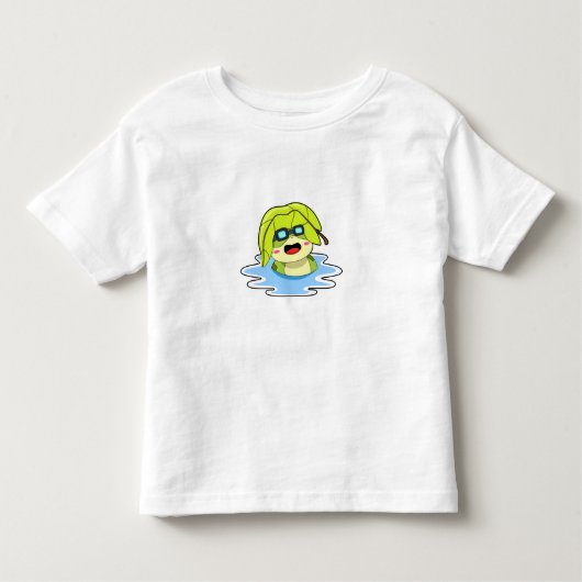 Kikker met leder tijdens zwemmen kinder shirts (Voorkant)