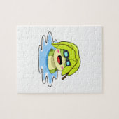 Kikker met leder tijdens zwemmen legpuzzel (Horizontaal)