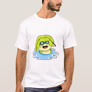 Kikker met leder tijdens zwemmen t-shirt