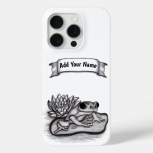 Kikker met Lotus Flower, voeg Jouw naam toe iPhone 15 Pro Case