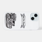 Kikker met Lotus Flower, voeg Jouw naam toe iPhone 15 Case (Achterkant horizontaal)