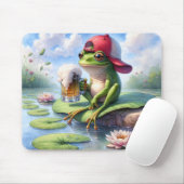 Kikker met Mok van bier Muismat (Met muis)