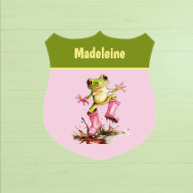 Kikker met Mooie Roze Laarzen in Plas Monogram