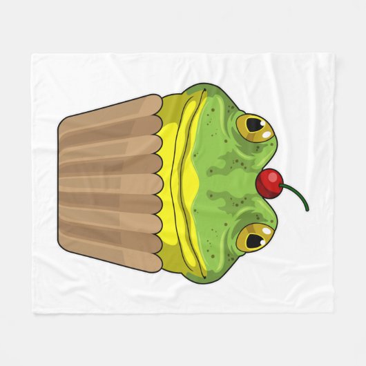 Kikker met Muffin Fleece Deken (Voorkant (Horizontaal))