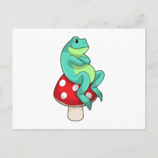 Kikker met Paddenstoel Briefkaart (Voorkant)
