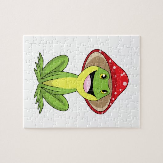 Kikker met paddenstoel legpuzzel (Horizontaal)