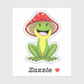 Kikker met paddenstoel sticker (Vel)