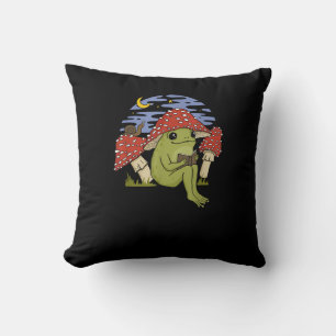 Kikker Met Paddenstoelen Hoed - Cottagecore Goblin Kussen