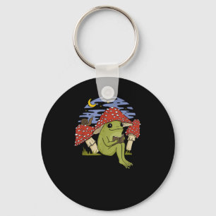 Kikker Met Paddenstoelen Hoed - Cottagecore Goblin Sleutelhanger