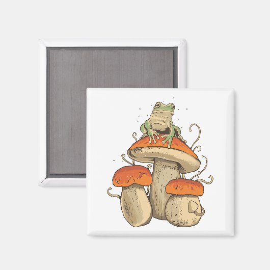 Kikker met paddenstoelen magneet (Voorkant / Achterkant)