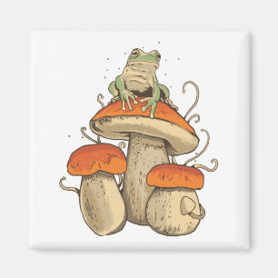 Kikker met paddenstoelen magneet