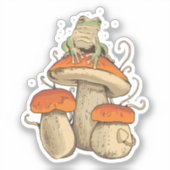 Kikker met paddenstoelen sticker (Voorkant)