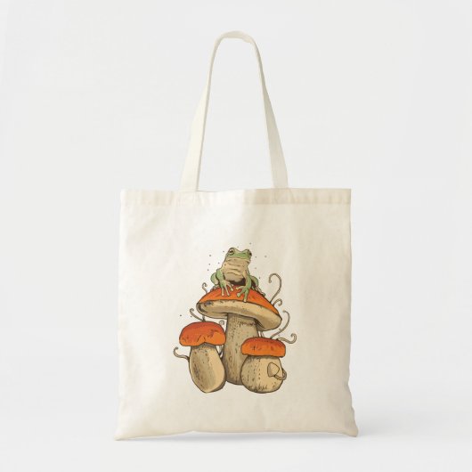 Kikker met paddenstoelen tote bag (Voorkant)