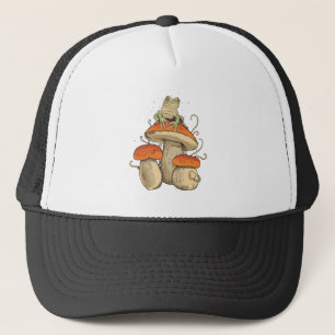 Kikker met paddenstoelen trucker pet