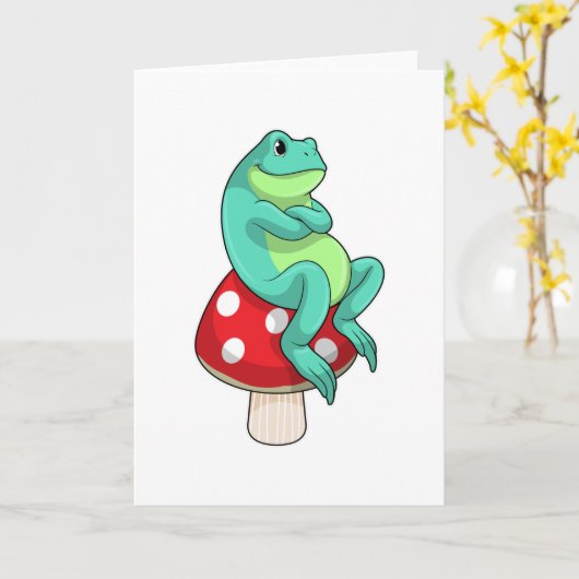 Kikker met paddestoel kaart (Gele Bloem)