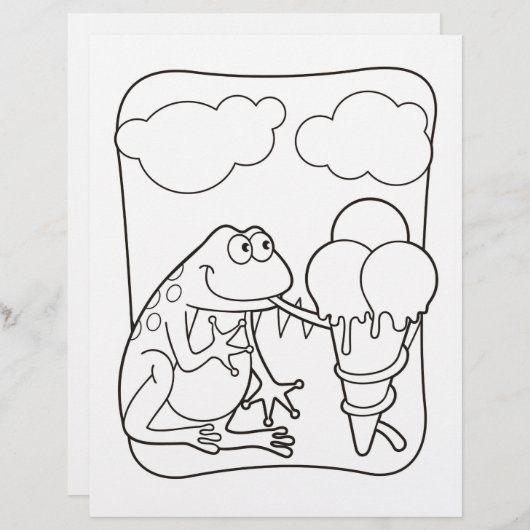 Kikker met pagina Icecream Coloring Book (Voorkant / Achterkant)