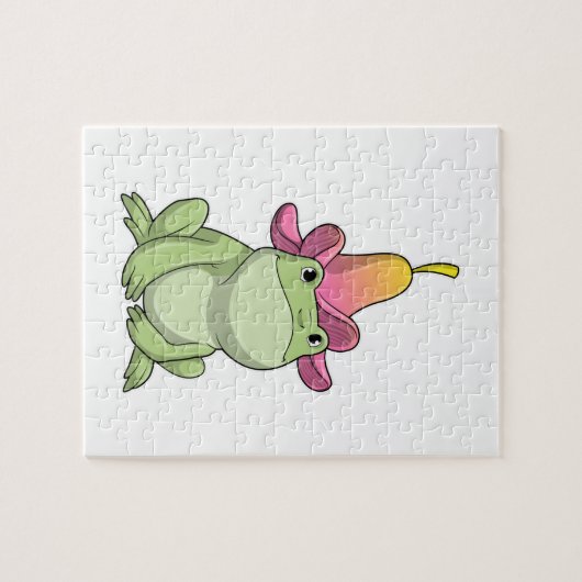 Kikker met Plumeria Legpuzzel (Horizontaal)